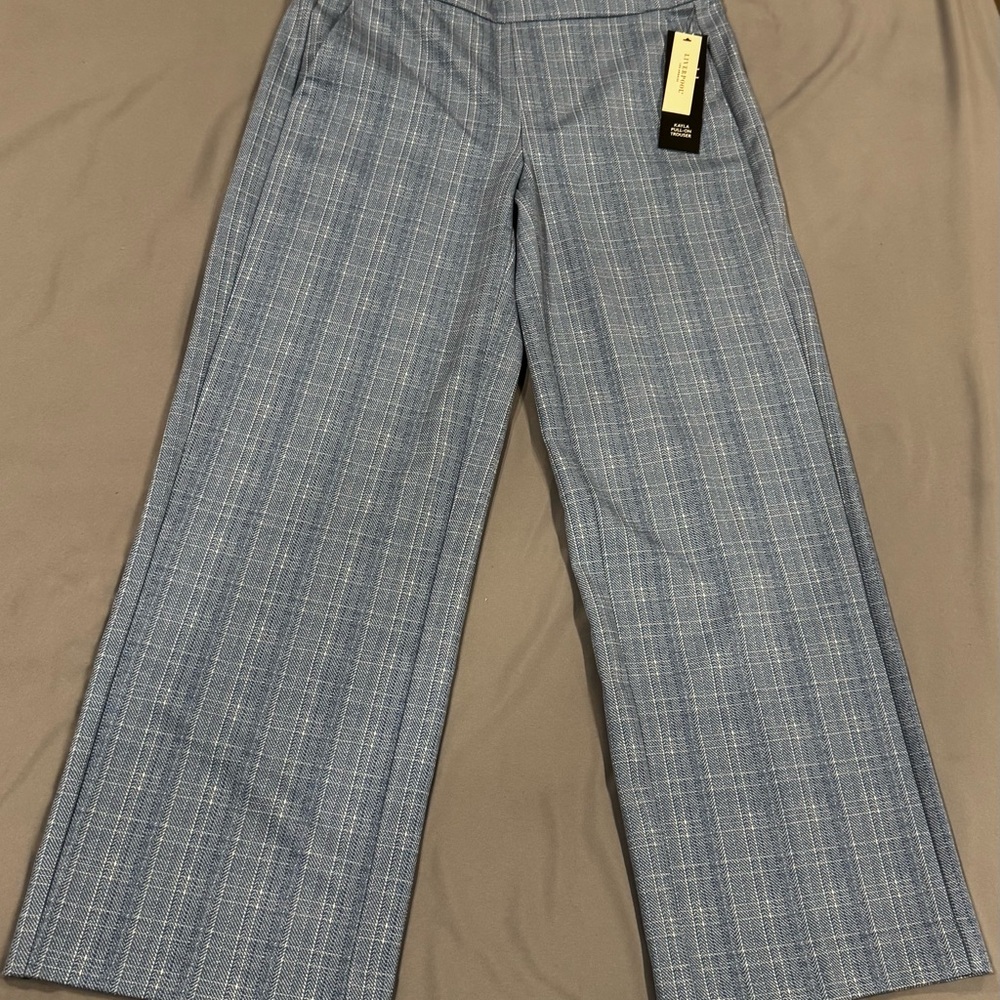 Liverpool Gray Checkered Wide-Leg Pants